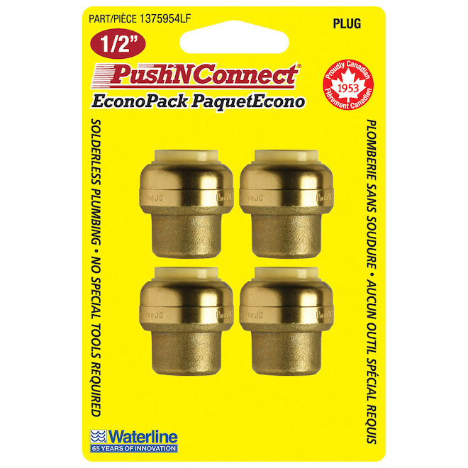 Waterline PushNConnect 1/2-in Brass Plugs - Pack of 4