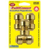 Pack of 4 Waterline PushNConnect 1/2-in Brass Couplings
