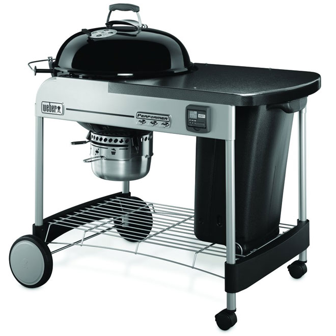 Weber Performer Premium Charcoal Grill with Side Shelf - Steel - 22-in -  363-sq. in. - Black 15401001
