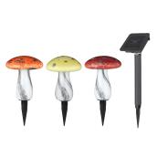 Solar Mushroom Lights - Plastic LED 5-in x 4-in - Multicolor Set of 3
