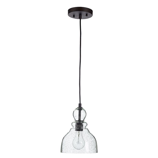 BELDI Tacoma Black Modern/Contemporary Seeded Glass Globe Pendant Light