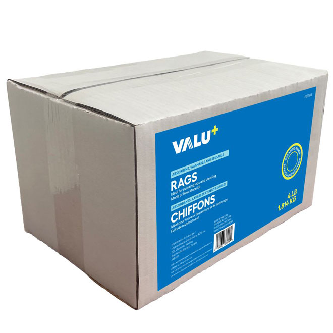 VALU+ Coton White Rags - 4-lb Box