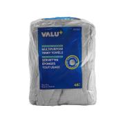 Serviette en tissu éponge tout usage VALU+, paquet de 48