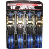 Ratcheting Tie-Downs - 400 lb - 1" X 15' - Blue - 4-Pack