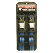 Cam Lock Buckle Tie-Down Strap - 1'' x 6' - Blue - Pack of 2