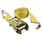 Erickson Heavy Duty Tie Down Strap - Yellow - Ratcheting System - 25-ft L x 2-in W