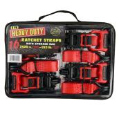 Rubber Handle Tie Down Strap - Red - Pack of 4