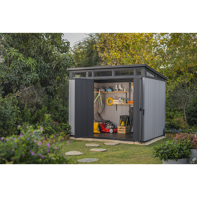 Keter Artisan 9-ft x 7-ft Grey and Black Resin Storage Garden Shed