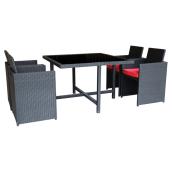 Ensemble à diner pour patio, rouge/noir, 5 morceaux