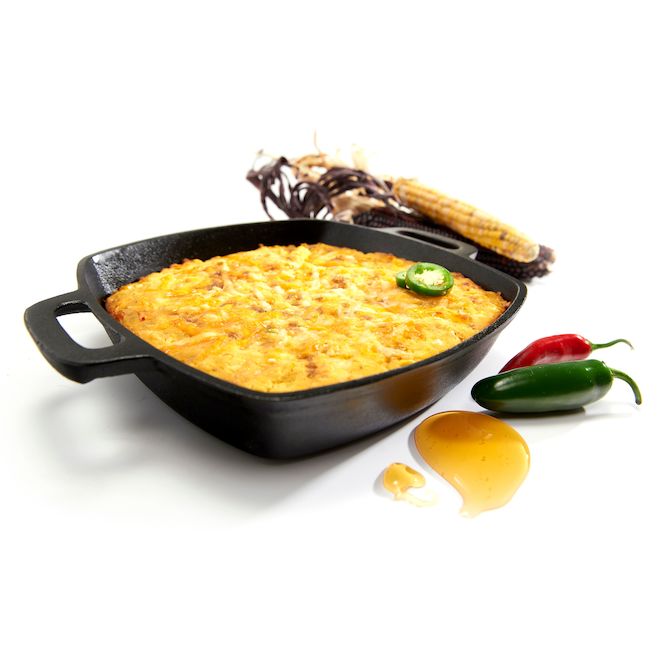 Heavy-Duty Cast Iron BBQ Skillet - 10" x 10"