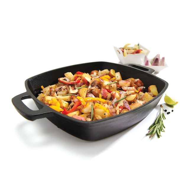 Heavy-Duty Cast Iron BBQ Skillet - 10" x 10"