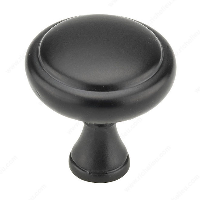 Richelieu Traditional Metal Knob - Classic Model - 13.68-mm Diameter - Matte Black