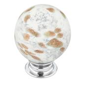 Richelieu Eclectic Knob with Patterns - Metal and Glass - 35-mm - White and Sand