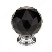 Richelieu Contemporary Black Crystal Knob - 30-mm - Chrome