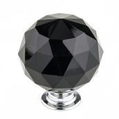 Richelieu Contemporary Black Crystal Knob - 40-mm - Chrome