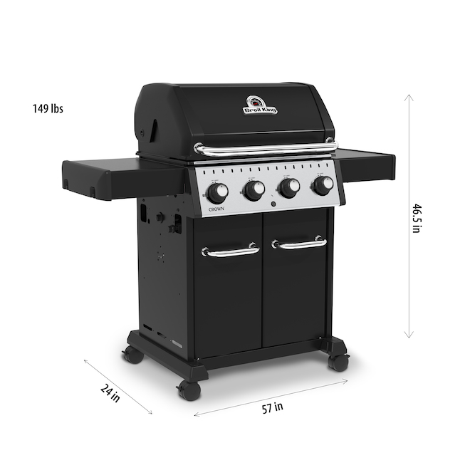 Broil King Crown 420 40,000-BTU 4-Burner Black Steel Liquid Propane Gas Barbecue