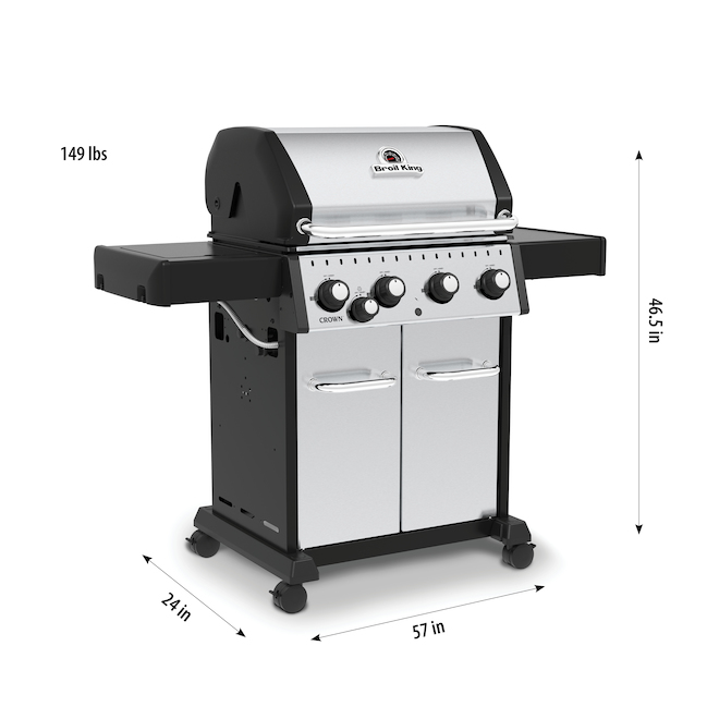 Broil King Crown S 440 Propane Gas Barbecue - 40,000 BTU - 4 Burners - Stainless Steel