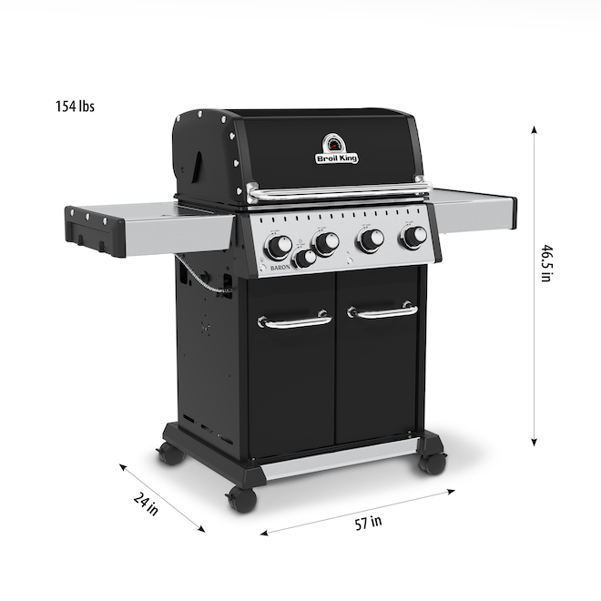 Broil King Baron 440 Propane Gas Barbecue 45 000 BTU 4 Burners Black