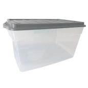 Dura 38.6-L Clear Plastic Storage Box with Grey Lid