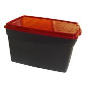 Dura 47-L Plastic Black Storage Box with Red Lid