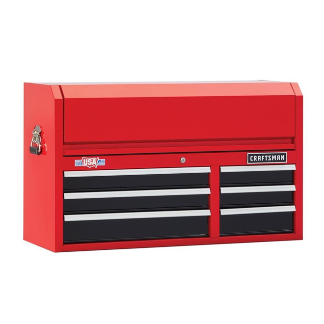 Tool Chest - 6 Drawers - 40.5" x 16" x 24.5" - Red and Black
