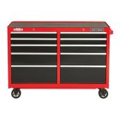 Armoire à outils, 10 tiroirs, 52" x 18" x 37,5", rouge et noir