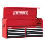 Tool Chest - 8 Drawers - 52" x 16" x 24.5" - Red and Black