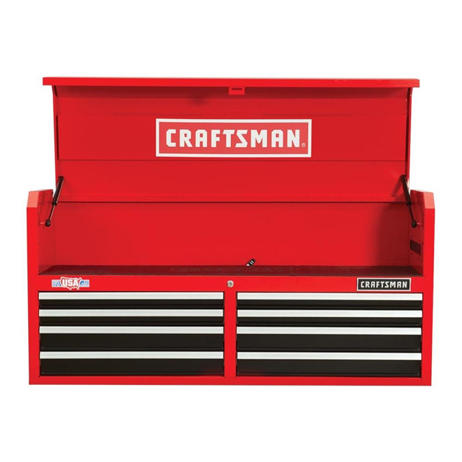 Tool Chest - 8 Drawers - 52" x 16" x 24.5" - Red and Black