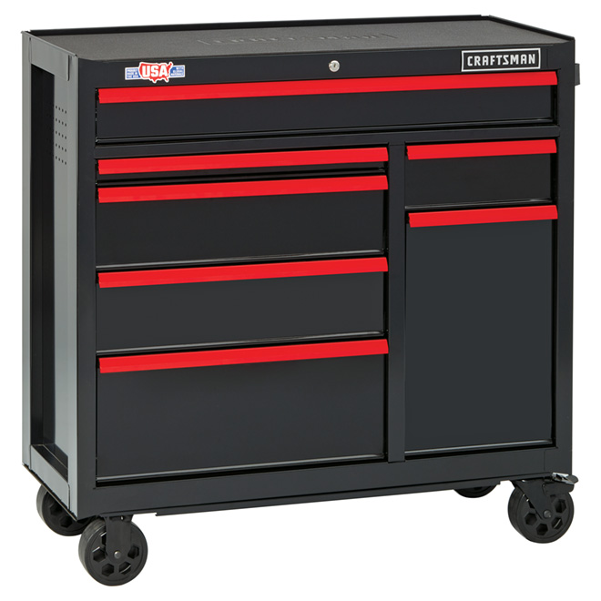 Tool Cabinet - 7 Drawers - 41" - Red and Black