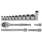 Unitool Hexagonal Mechanics 15-pc Tool Set - Chrome Finish - Steel - Moulded Box Included