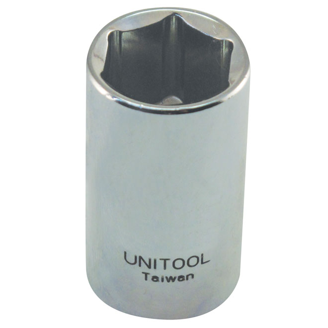 Unitool Regular Socket - Chrome Finish - Steel - 1/2-in Drive x 7/16-in W - 1 Per Pack