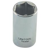 Unitool Regular Socket - Chrome Finish - Steel - 1/2-in Drive x 1/2-in W - 1 Per Pack