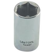 Unitool Regular Socket - Chrome Finish - Steel - 1/2-in Drive x 11/16-in W - 1 Per Pack