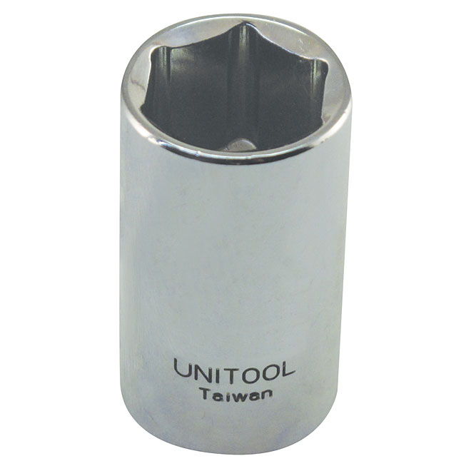 Douille régulière Unitool, acier au fini chromé, prise de 1/2 po, taille de 14 mm