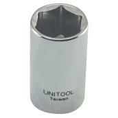 Unitool Regular Socket - Chrome Finish - Steel - 1/2-in Drive x 15-mm W - 1 Per Pack