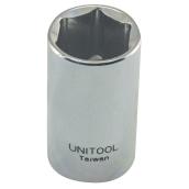 Unitool Regular Socket - Chrome Finish - Steel - 1/2-in Drive x 18-mm W - 1 Per Pack