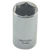 Unitool Regular Socket - Chrome Finish - Steel - 1/2-in Drive x 19-mm W - 1 Per Pack