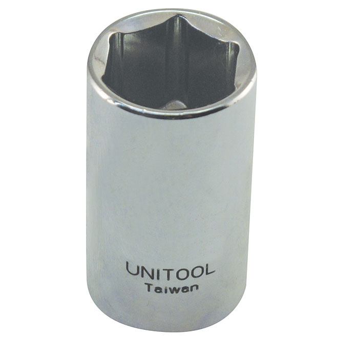 Unitool Regular Socket - Chrome Finish - Steel - 1/2-in Drive x 21-mm W - 1 Per Pack