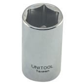 Unitool Regular Socket - Chrome Finish - Steel - 1/2-in Drive x 23-mm W - 1 Per Pack