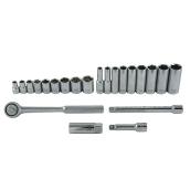 Unitool Mechanics 23-pc Tool Set - Chrome Finish - Steel - 3/8-in Drive Size