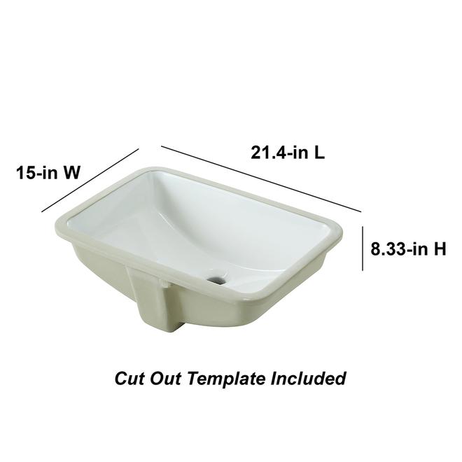 Under Mounted Sink - Square - 21.4" x 15" x 8.33" - White