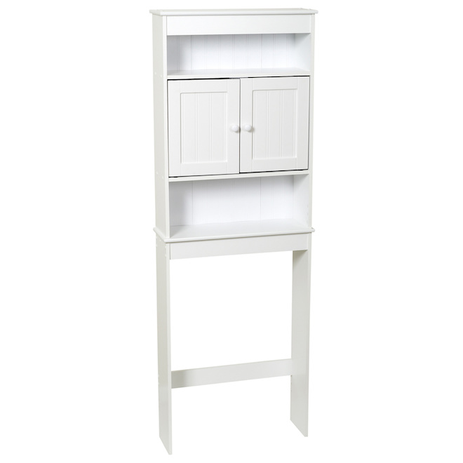 Zenna Home 2-Door White Wood Over-the-Toilet Freestanding Bathroom Space Saver Shelf