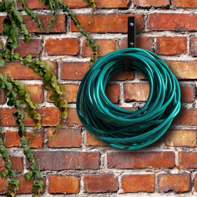 VALU+ Black Metal Wall Mount 98.4-ft Hose Holder