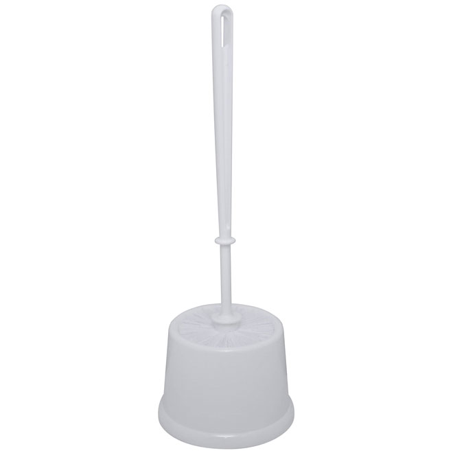 VALU+ White Plastic Toilet Bowl Brush with Closed Lid