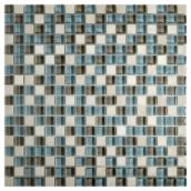 Glass Mosaic Wall Tile - Blue/Beige - Box of 10