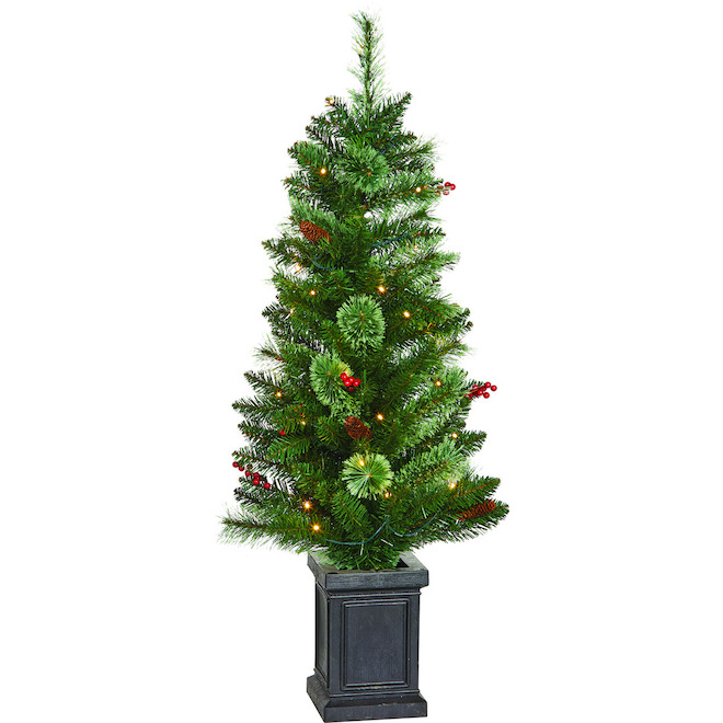 Set of 6 Pre-Lit Christmas Decorations - Metal/PVC - Green