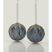 Boules de Noël Holiday Living, Paysage céleste, diamant, bleu et or, 2/pqt