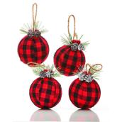 Holiday Living Christmas Balls - Friendly Forest - Buffalo - 4/Pack