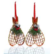 Raquettes ornementales Holiday Living, 7 po, rotin, rouge/vert, ensemble de 2