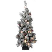Arbre illuminé de balcon Holiday Living, 50 lumières DEL boule de neige, 219 pointes, pot argent antique